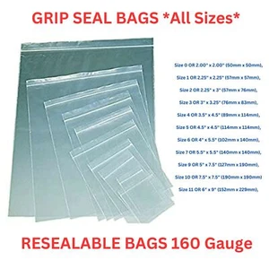 Self Resealable Bags Polythene Grip Seal Bags Clear Poly Plastic Zip Lock - Picture 1 of 13
