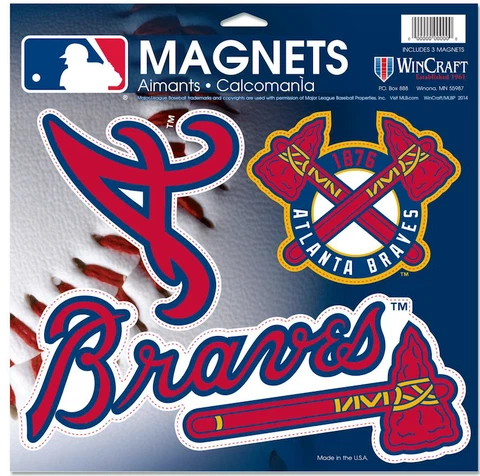 ATLANTA BRAVES 3 PIECE DIE-CUT VINYL MAGNETS 11"X11" HIGH QUALITY HEAVY DUTY Cover