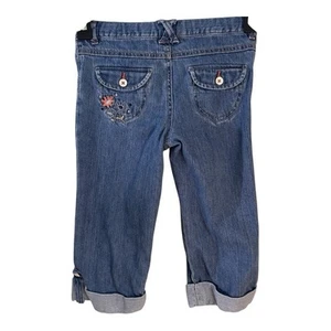Vintage Genuine Kids Oshkosh Denim Crop Jeans Girls Children’s Sz 6x Embroidered - Picture 1 of 9