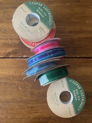 Vintage 40s lot craft gift ribbon rolls Decorette Bow Master Rayon Lurex Lace - Image 1 of 4