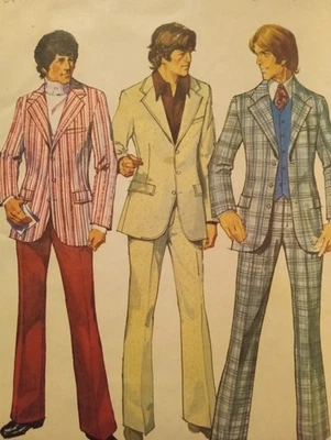 Vintage 70s Men's Jacket Sewing Pattern Men's 70s Pants Sewing Pattern Cut 5457 - Image 1 of 2