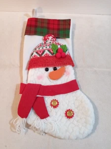Plush 18" hanging SNOWMAN Christmas stocking by Hanna's Handiworks - NEW - Picture 1 of 4