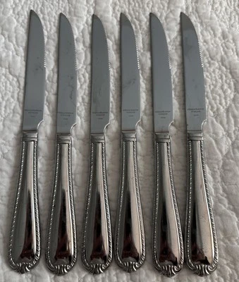 6 cuchillos para carne DOMINIO Reed & Barton brillante 18/10 cubiertos de acero inoxidable usados en excelente estado Foto 1 de 4