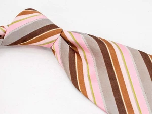 Kenzo Seidenkrawatte Rosa Grau Streifen Herren Designer 100% Seide Krawatte Italien - Bild 1 von 5