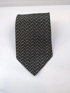 Romario Manzini Silk Neck Tie 56" Black Cream Micro Pattern Classic Formal - Picture 1 of 6