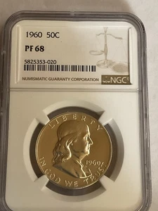 1960 Franklin Silver Half Dollar NGC PF68 Proof - Picture 1 of 4