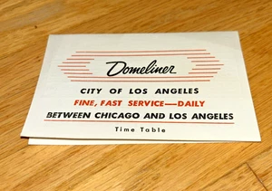 1959 DOMELINER, CITY OF LOS ANGELES, Pocket Time Table UNION PACIFIC - Picture 1 of 4