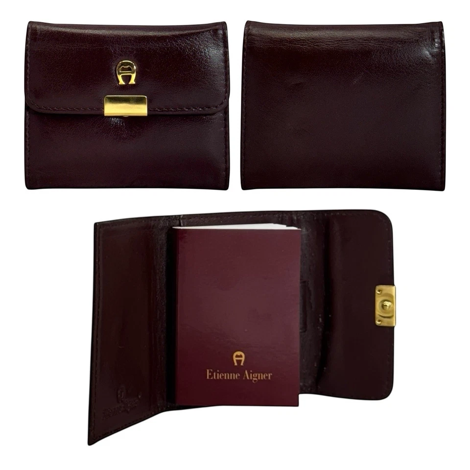 Mini libreta de direcciones de cuero ETIENNE AIGNER de colección años 80 90 billetera compacta triple Foto 1 de 4
