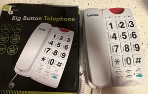 Benross Big Button White Wall Mountable Corded Phone Telephone with Loud Speaker - Zdjęcie 1 z 4