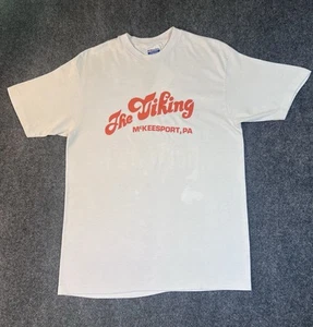 Vintage 80s The Viking Beer Bar Promo T-Shirt Mckeesport Pa Thin Single-Stitch L - Picture 1 of 12