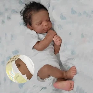 Reborn schwarze Baby Puppen Silikon Ganzkörper waschbar 18 Zoll weich Afroamerika - Bild 1 von 12