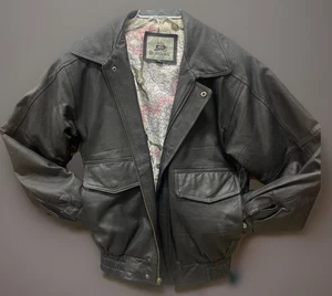 Burks Bay schwarze Leder Flieger Bomber Jacke Full Zip gefüttert Gr. S Damen - Bild 1 von 9