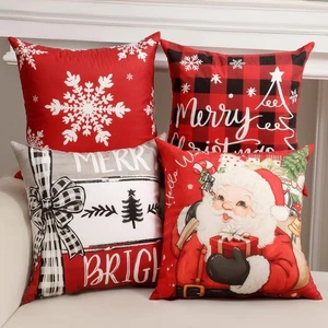 Decoraciones de Navidad, Juego de 4 fundas de almohada de doble cara 18x18 pulgadas... - Imagen 1 de 9