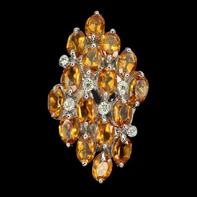 Anello in argento sterling 925 ovale citrino zaffiro gemma gioiello misura 8 - Immagine 1 di 4