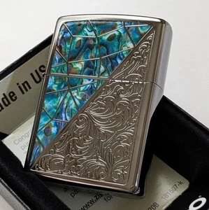 Encendedor Zippo 17 Mármol Verde Arabesco Negro Níquel Nuevo - Imagen 1 de 8