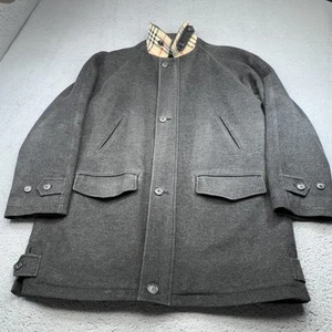 Burberry London Coat Mens Large Gray Wool Cashmere Nova Check Plaid Lined Jacket - Bild 1 von 23