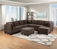 Sectional Sofa Black Coffee Linen 9pc Set Chairs Ottoman Corner Chaise Living
