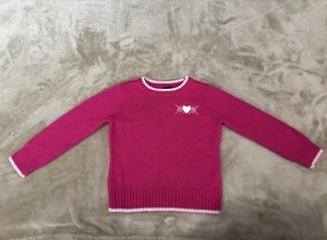 GAP Kids Girl Sweater Pink Heart Sparkle Valentines Size XS 4-5 - Picture 1 of 6