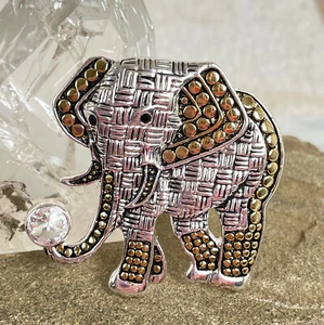 Spilla ELEFANTE STRASS TONO ORO ARGENTO CIONDOLO GIOIELLO BORCHIATO GEOMETRICO - Foto 1 di 11