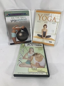 Lot of 3 Yoga Beginners Intermediate DVD Workout follow along Instructed Videos - Picture 1 of 10