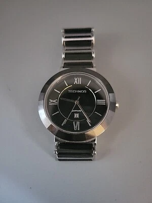 RARE LADIES TECHNOS CERAMIC AND STEEL WATCH SAPPHIRE CRYSTAL 6.25" WRIST R1 - Image 1 of 4