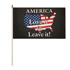 3 Pack Trump America Love It Or Leave It Black 12"X18" Stick Flag Wood Staff