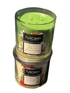 Tuscany Candle 14oz Snowy Spruce /down The Chimney 2-Pack Christmas - Picture 1 of 7