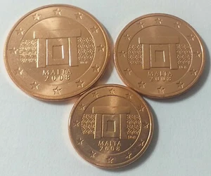 Malta 1, 2, 5 centesimi di euro 2008 - UNC - Foto 1 di 2