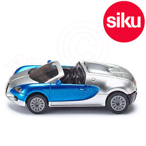 Siku 1353 Toy Bugatti Veyron Grand Sport Convertible Sports Car - Silver / Blue