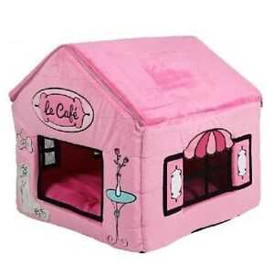 New Princess Pink Poodle's Cafe Pet Dog Cat House Beds Kennel Puppy L 2colors