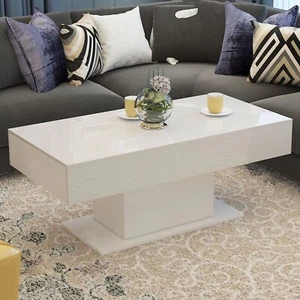 Modern LED lighting coffee table LED living room coffee table, white rectangle - Picture 1 of 15