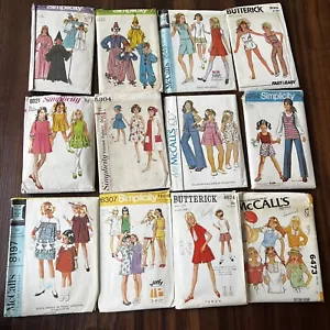 Lot of Vintage 60s 70s Girl's Sewing Patterns Mod Dress Romper Costume Tops 10 - Picture 1 of 23
