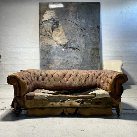Very Good 19thC Victorian Leather Chesterfield Sofa - Including Full Restoration Cover