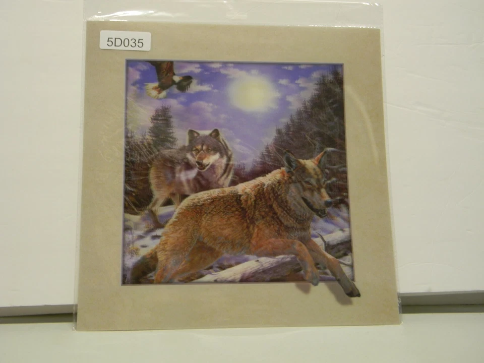 Imagen holográfica lenticular 3D Wolf Wolves #5D035 15 1/2" x 15 1/2" Foto 1 de 1