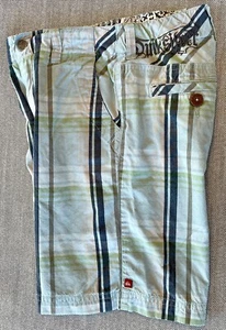 QUIKSILVER BOYS Embroidered Logo Plaid Elastic Back Cotton Long Shorts 5 6 Yrs - Picture 1 of 6