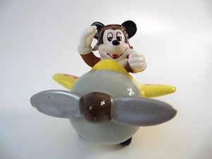 Vintage 1980s Schmid Mickey Mouse Ceramic Air Plane and Pilot Made in Mexico - Picture 1 of 16