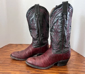 Women's Tony Lama Western Cowboy Boots - Purple/Black - Size 7B - Picture 1 of 19