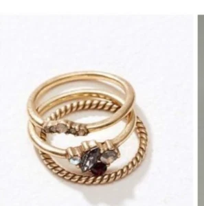 Ann Taylor Women's Stackable Ribbon and Gemstone Ring SET OF 3 PCS NWT Sz 6 - Picture 1 of 1