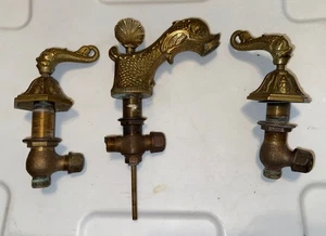 Rare Vintage Sherle Wagner Dolphin Faucet Tub Lavatory Set - Picture 1 of 13