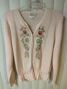Vintage 1991 Susan Bristol Hand Crocheted Women’s Sweater,Size M, missing Button - Picture 1 of 8