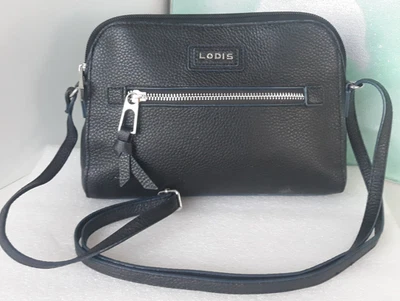LODIS Charlotte ~ Bolso Bandolera Cuero Guijarro Negro ~ Cremallera ~ Usado Una Vez ~ Excelente Foto 1 de 4