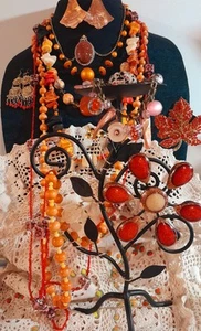Retro 70s Candleholder Tangerine Dream Estate Jewellery Hippy Beads Smoky Quartz - Picture 1 of 21