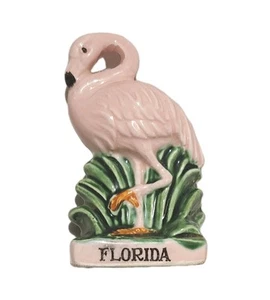 Mini florero de colección Pink Flamingo Florida soporte palillo de dientes recuerdo Miami Beach - Imagen 1 de 7
