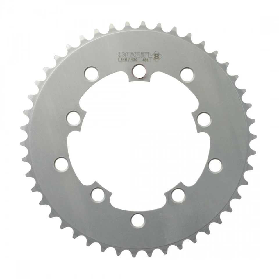 Origin8 Single Speed Chainring 46T 110mm/130mm 5-bolt Silver Made in USA - Image 1 of 1
