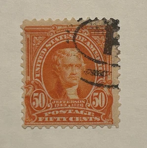 Rare 1903 US Scott #310 Used 50 Cent Jefferson Stamp, Orange, Fine - Picture 1 of 1