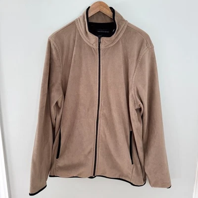 Chaqueta polar marrón claro con cremallera completa Saks Fifth Avenue para hombre Foto 1 de 4