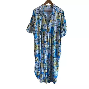 Cuddi Duds Dress Woman XL Flexwear Brunch to Beach Caftan V Neck Short Sleeve - Picture 1 of 14