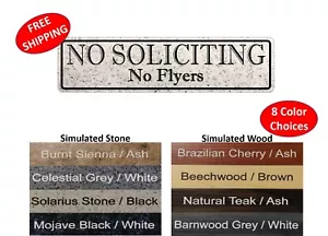 Rechteckiges Schild "No Soliciting No Flyers" - 1,5" x 6" - KOSTENLOSER VERSAND - Bild 1 von 1