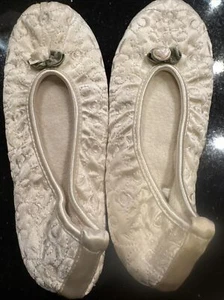 Isotoner foam comfort slippers Large 8-9 Satin 1997 VTG Rose Leather Sole - Picture 1 of 16