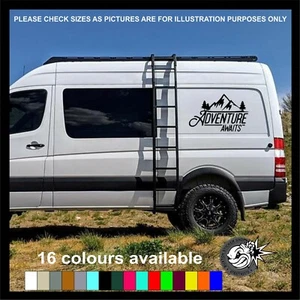 Large Adventure Awaits Vinyl Sticker Camper Van Motorhome Decal Mountain Compas8 - Picture 1 of 4